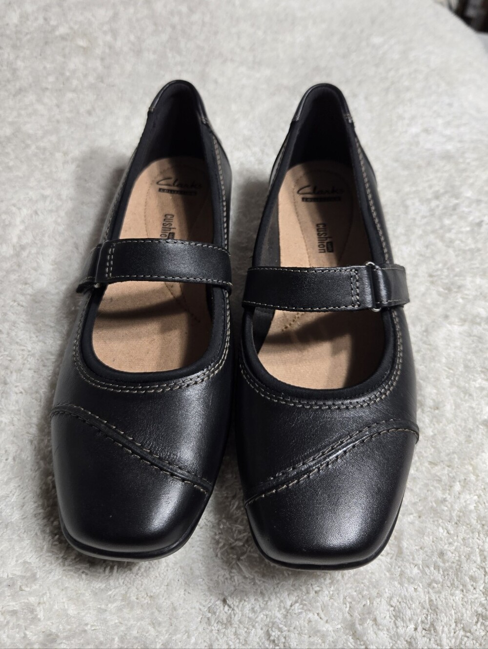 Clarks Women's leather Flats New Black Sz 10